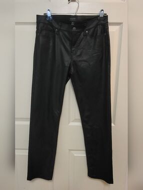 NEW Banana Republic Black Leather Look Mid-Rise Slim Fit Pants Size 6